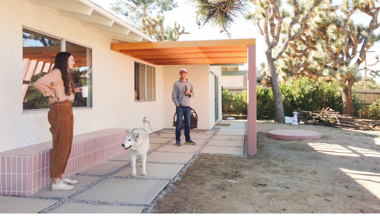 Farrell and Kelly on the patio